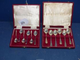 Two boxed set of six Silver Teaspoons, Sheffield 1964 and 1967, makers Francis Howard Ltd.