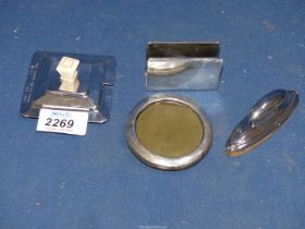 A small quantity of silver including an Art Deco lid, Sheffield, nail buffer (missing fabric part),