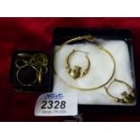 A small quantity of gold including 9ct gold hall marked droppers, earrings with 14ct 'RTg' earrings,