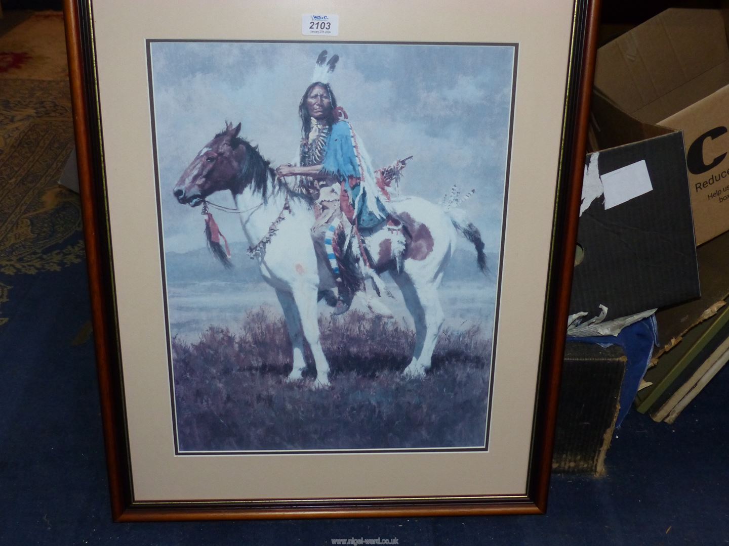 A large framed and mounted Print of a Native American Indian on his horse by Howard Terpning titled - Image 2 of 2