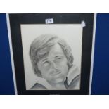 A framed Pencil portrait of Jack Jones, signed by Hilda Bamber, 17" x 20".