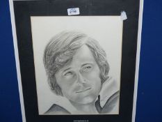 A framed Pencil portrait of Jack Jones, signed by Hilda Bamber, 17" x 20".