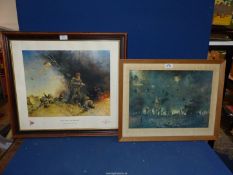 A framed Print 'The Paras Are Landing' by Terence Cuneo,