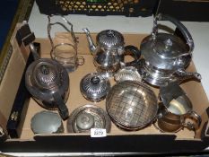 A quantity of silver plate including Viners three piece Teaset, Walker & Hall spirit kettle,