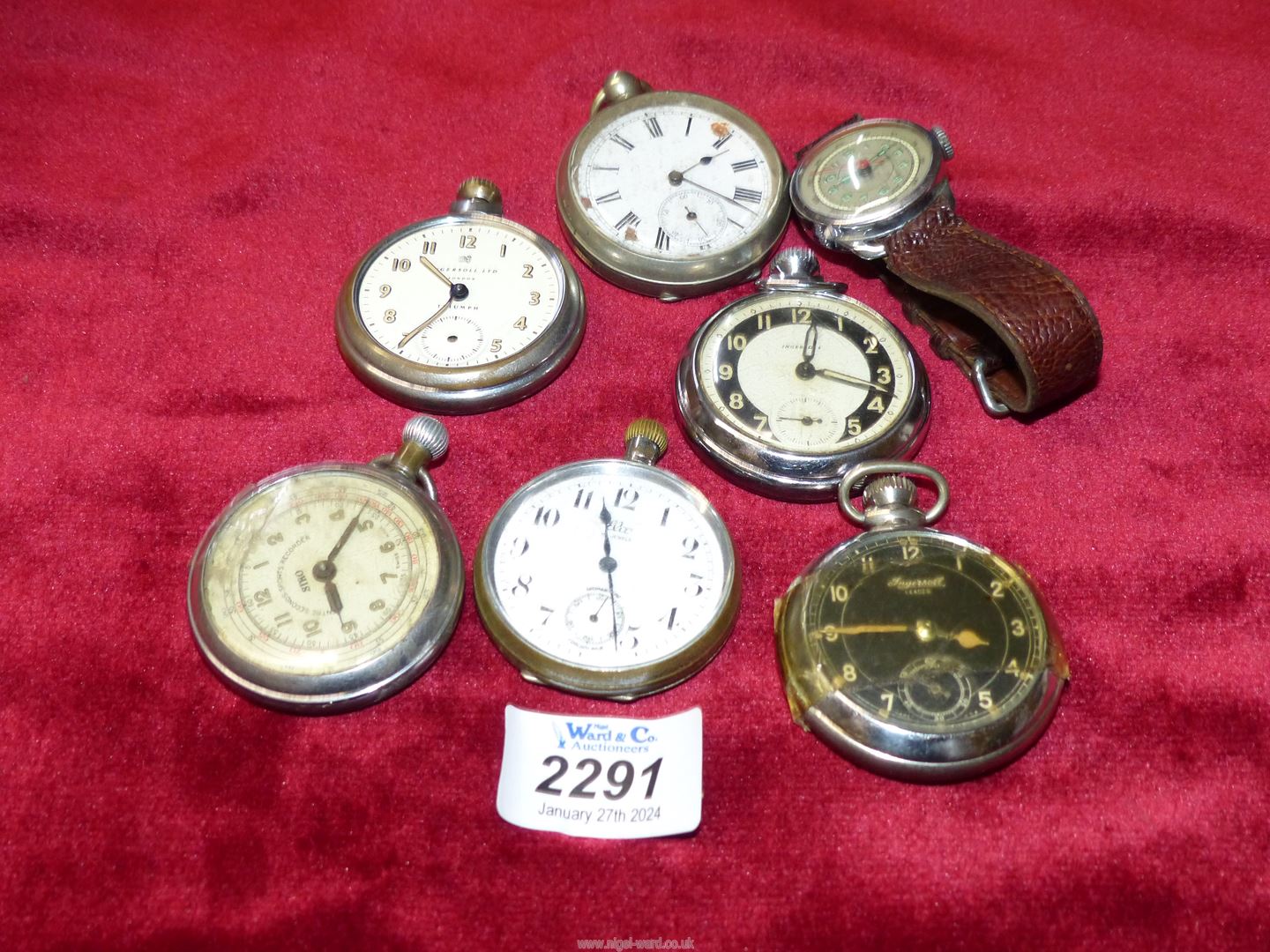 Six pocket watches and a wristwatch for spares and/or repairs. - Image 2 of 2