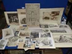 A portfolio of assorted Etchings and Engravings.