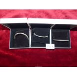 Three sterling silver (S925) ALE Pandora bangles, in boxes.