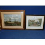 A small framed Print titled "Steventon, Berkshire" initialled lower right A.R.Q.