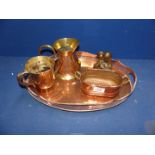 A small quantity of copper including Victorian two handle pint tankard,