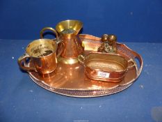 A small quantity of copper including Victorian two handle pint tankard,