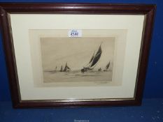 A Charles H. Clark Maritime etching.