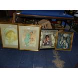 Four framed Prints including; a Tony Montana Scarface poster,