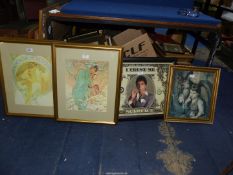 Four framed Prints including; a Tony Montana Scarface poster,