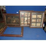 A framed Oil on canvas depicting Monks in a wine cellar with one having over indulged,