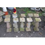 Ten concrete plinths, each 18'' high 6'' x 6''.