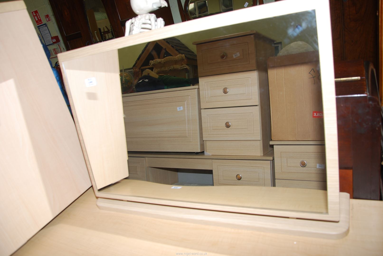 A lightwood (possibly beech) chest of drawers( 55'' wide x 19'' deep x 32'' high) bedside cabinet - Image 3 of 4