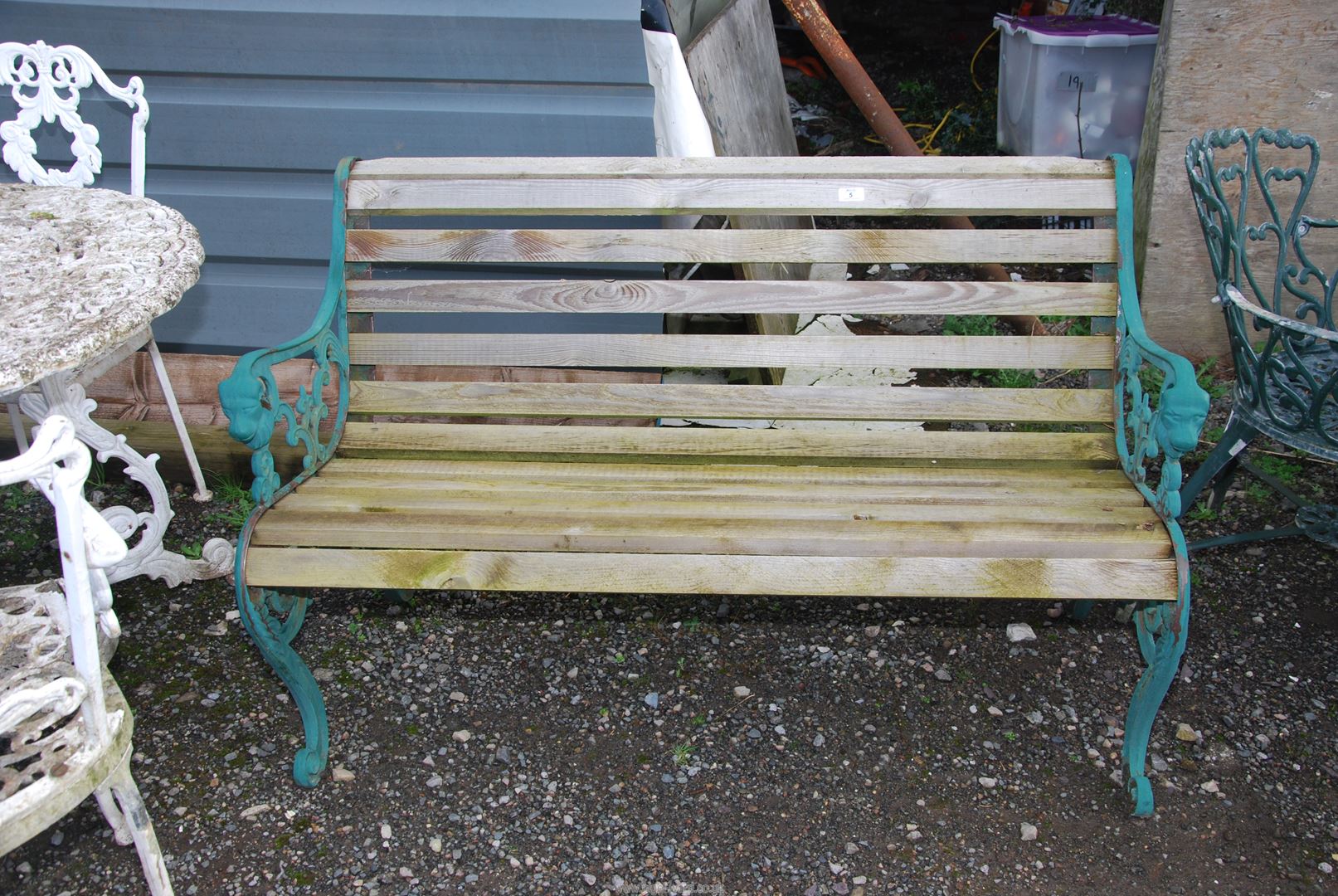 A metal ended slatted Garden Bench, 48'' wide x 30'' high. - Image 2 of 2