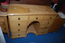 An old pine sideboard, 41 1/2" wide x 17 1/2" deep x 31" high.