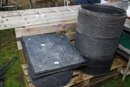 Four sections Gully Pot, each 19'' x 10'' with manhole cover.