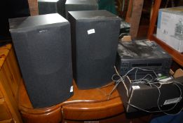 A Sony music centre and speakers, a/f.