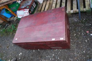 A wooden trunk - 37½" wide x 2' depth x 16" high.