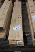 Four lengths of Oak timber 51" long 3 3/4" x 3".