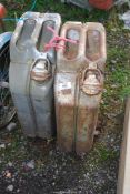 Two Military 1952 Jerry cans, and a gate hanging plastic feeder.