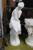 A large heavy contemporary figure of a classical lady in thoughtful pose, 25 1/2" tall.