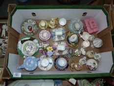 A quantity of small items including cabinet cups and saucers, posy, novelty cruets and egg cups,