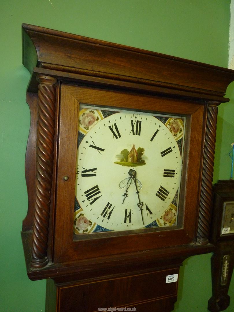 An Oak and Mahogany cased Longcase / grandfather clock having light and dark-wood stringing, - Image 2 of 6