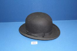A Morgan & Co Tylacelyn Rd Pen-y-Graig black bowler Hat, 6 7/8.