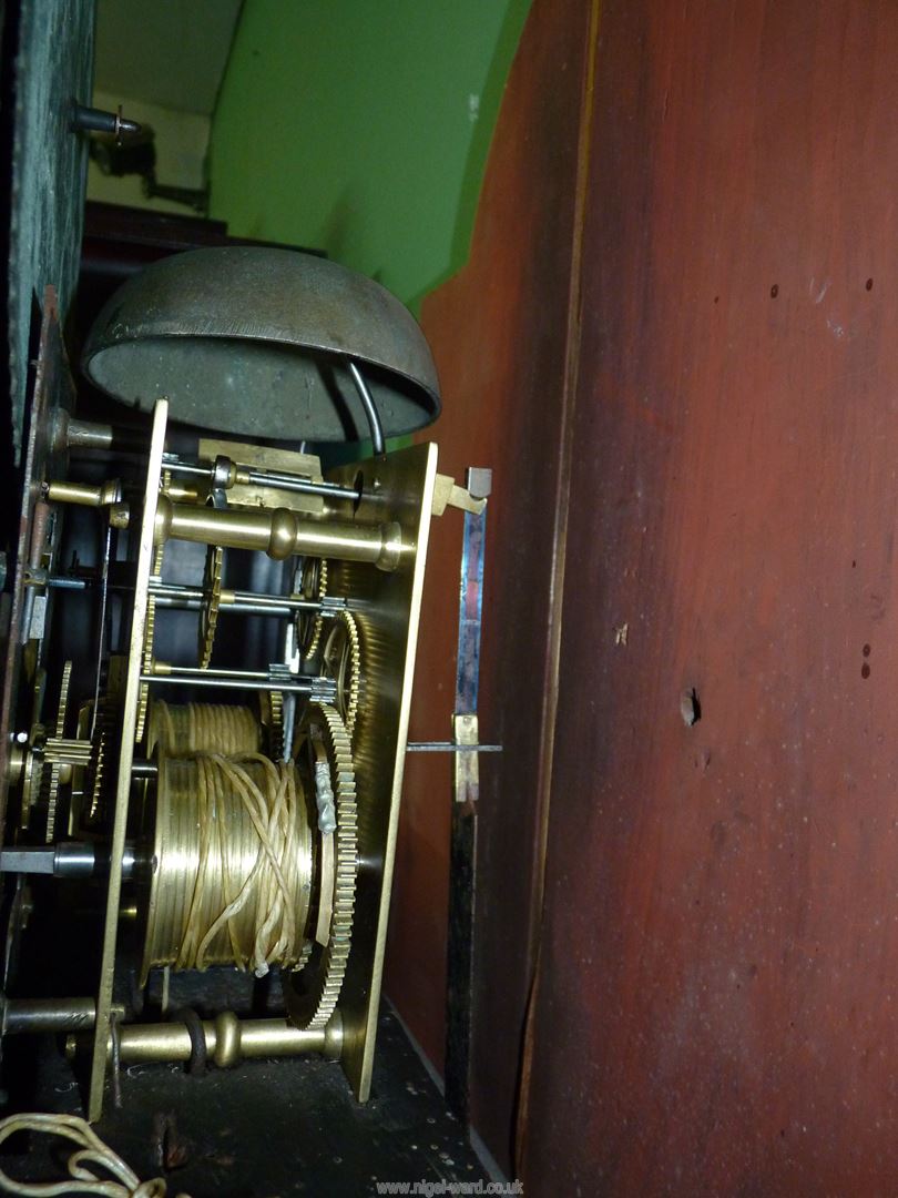 An imposing cross-banded Mahogany cased Longcase clock having arced painted face with Roman - Image 5 of 13