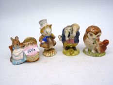 Four Beswick Beatrix Potter figures; Old Mr Brown, Hunca Munca,
