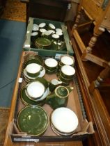 A good quantity of green and gold Aplico dinner and teaware.