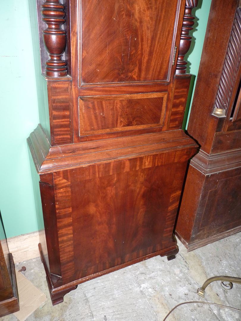 An imposing cross-banded Mahogany cased Longcase clock having arced painted face with Roman - Image 11 of 13