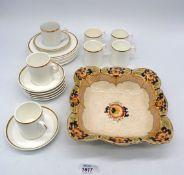A Royal Worcester coffee set plus one similar and a Burleighware fruit bowl (a/f).