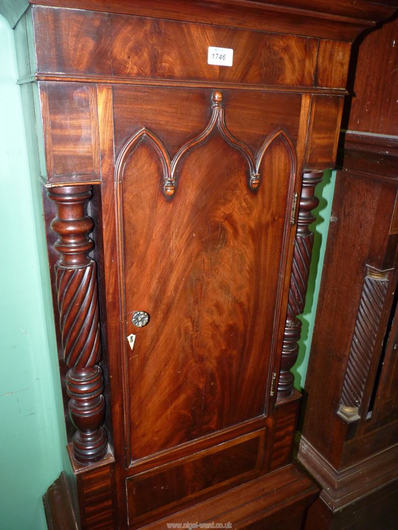 An imposing cross-banded Mahogany cased Longcase clock having arced painted face with Roman - Image 9 of 13