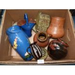 A quantity of Studio pottery including a Terrier, "The Pig and Whistle" pub money box,