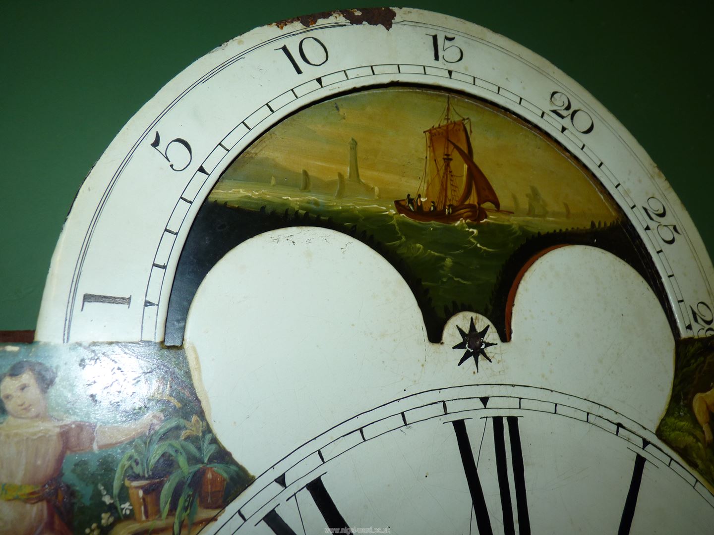 An imposing cross-banded Mahogany cased Longcase clock having arced painted face with Roman - Image 6 of 13