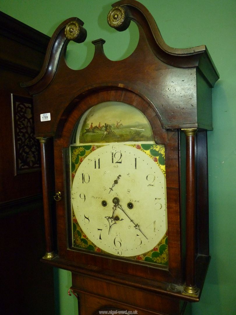 A Mahogany cased Longcase Clock having an arched door and mirrored swan-neck pediment, - Image 2 of 9