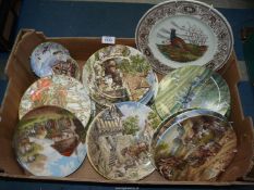 A box of rural scene display Plates including Wedgwood, Bradex, Doulton, etc.