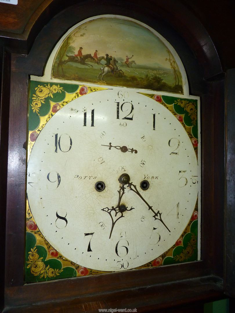 A Mahogany cased Longcase Clock having an arched door and mirrored swan-neck pediment, - Image 3 of 9