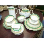 A Royal Doulton Teaset for six including teapot, large milk jug (both a/f/), slop bowl,