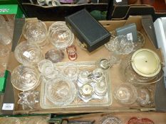 A quantity of glass including; Webb Corbett tumblers, Tudor cream jug, desert dishes, cruet & stand,