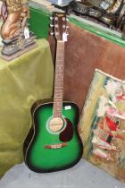A good quantity Hohner countryman large six string guitar finished in green and chocolate coloured