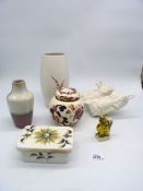 A quantity of china to include; a large Radford vase and butter dish, Cobridge stoneware vase,