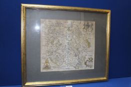 A Herefordshire Map 'Frugiferi Ac Ameni Herefordiae Comitatus' Saxton/Hole, circa 1637,