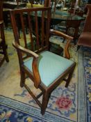 A Georgian Mahogany open armed Corner/Elbow Chair,
