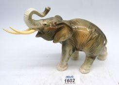 A Royal Dux Elephant, 10" long x 6" high.