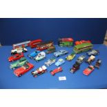 A quantity of die cast models [23] plus metal and plastic models including "Matchbox" Prince Henry